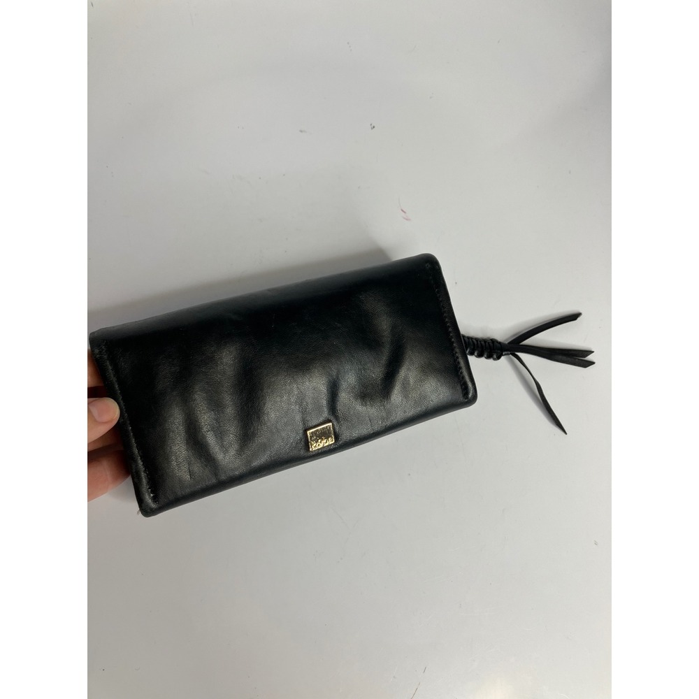 Kooba black leather wallet clutch women's one size